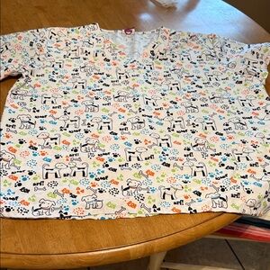 Playful Dog Print Women's Scrub top.